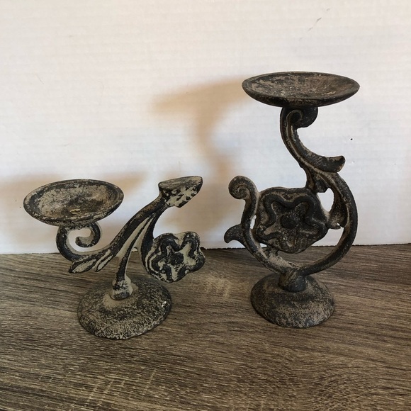 Pair of Vintage Metal Candle  Holders - Picture 1 of 10